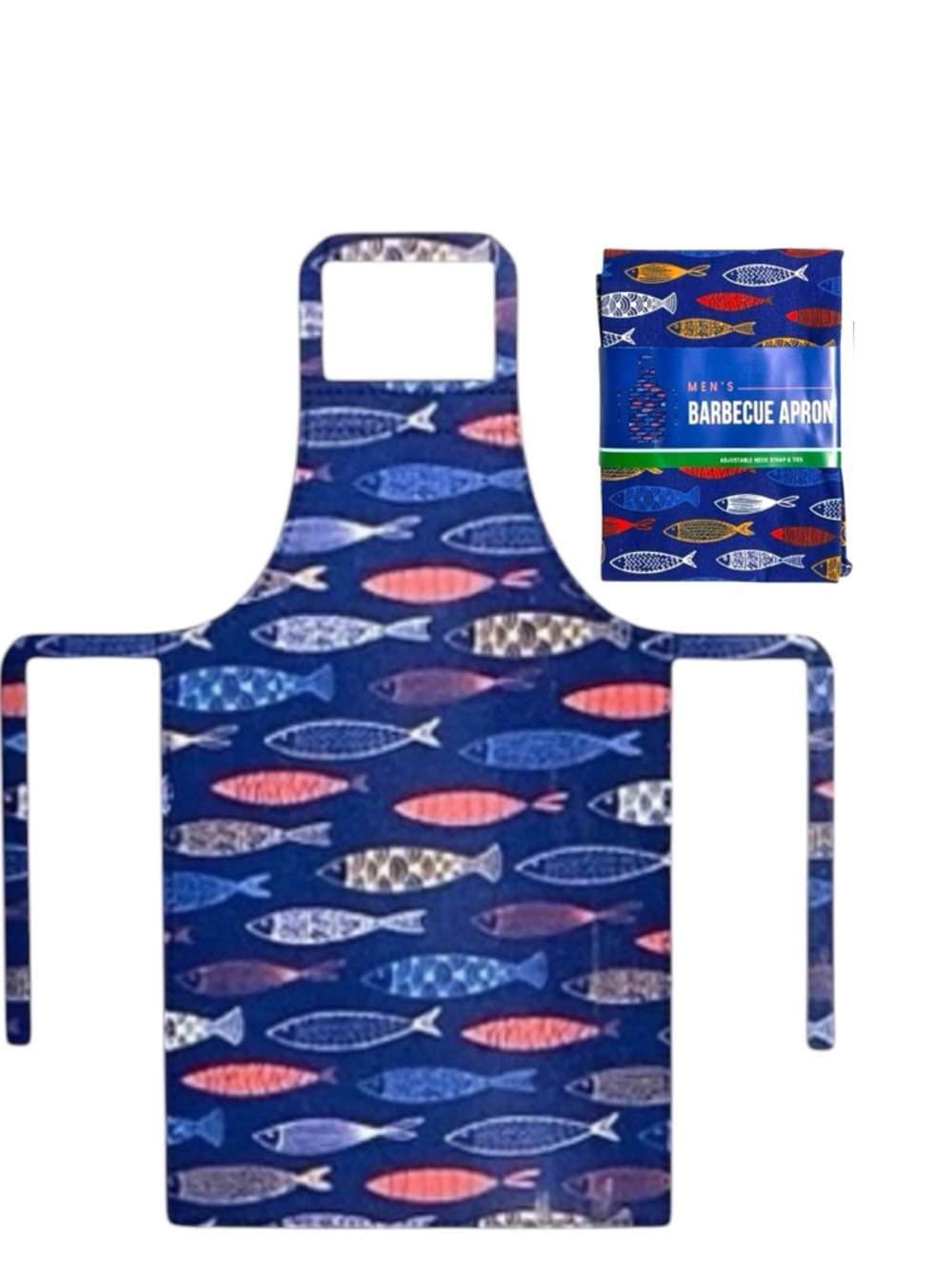 Barbeque Apron Bib Style  Unisex Nautical Fish Cotton Adjustable Men's Blue OS